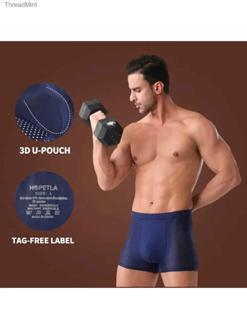 5 Pack Bamboo Viscose Boxer Briefs Breathable Moisture Wicking Trunks